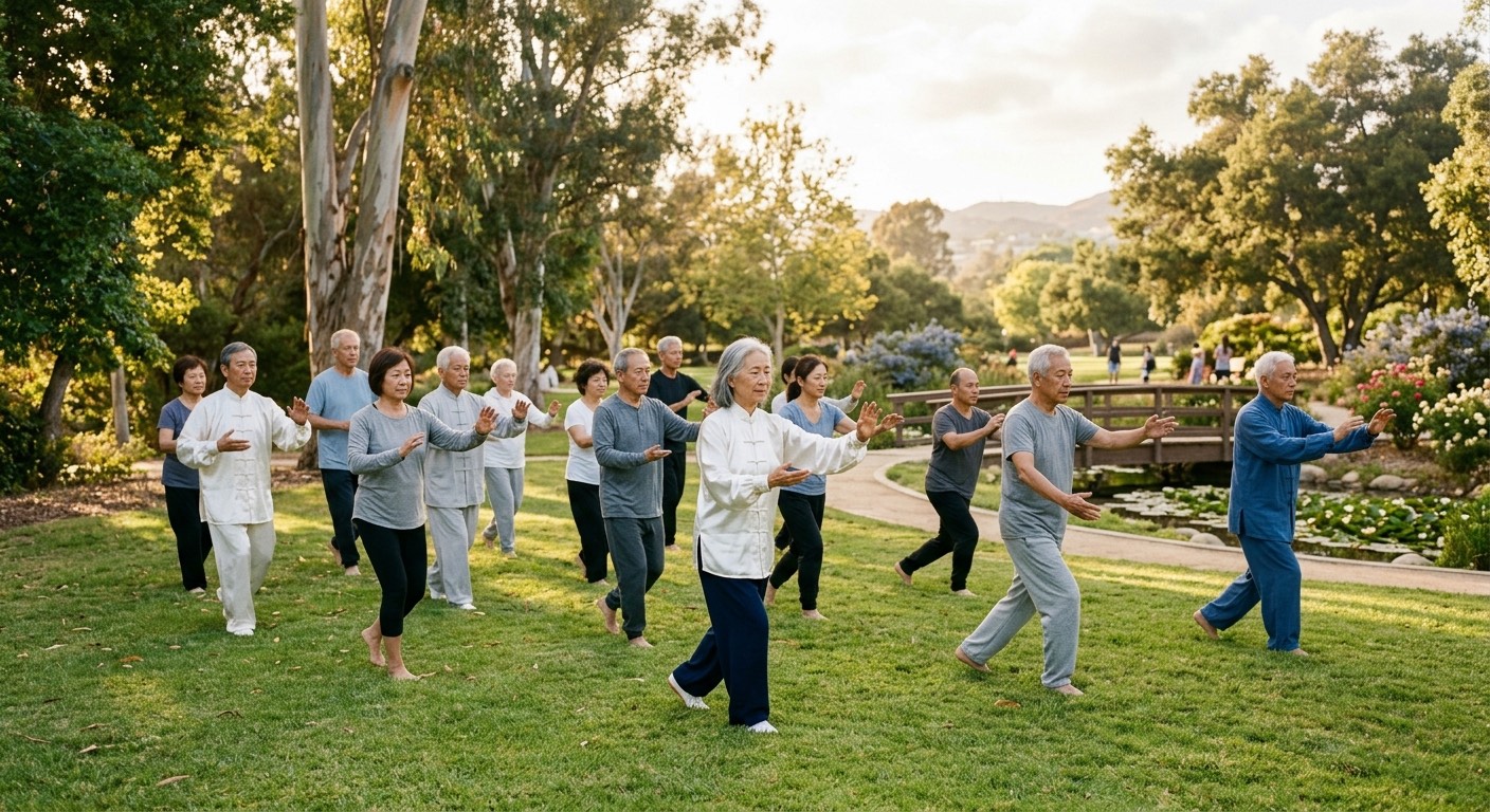 An image of a group of people doing Tai Chi.