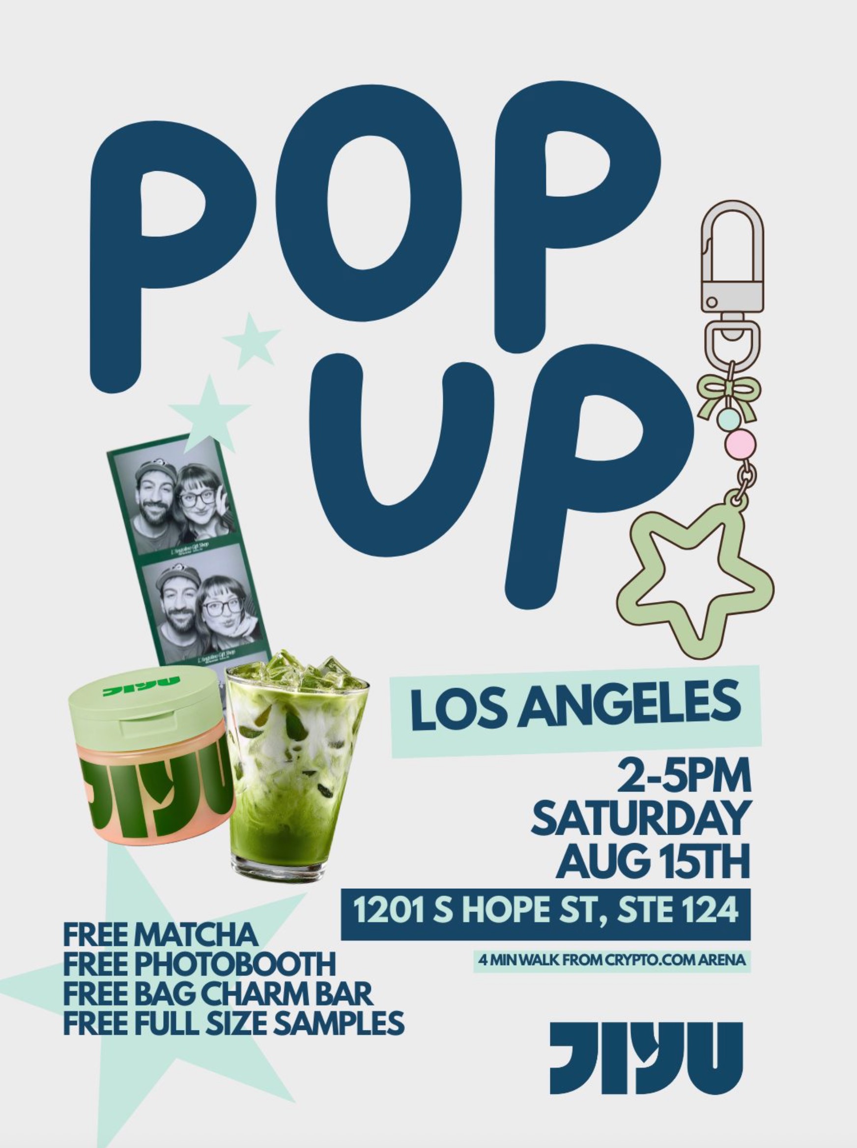 An image of the flyer for K-Beauty Brand JIYU is hosting a FREE pop-up in DTLA