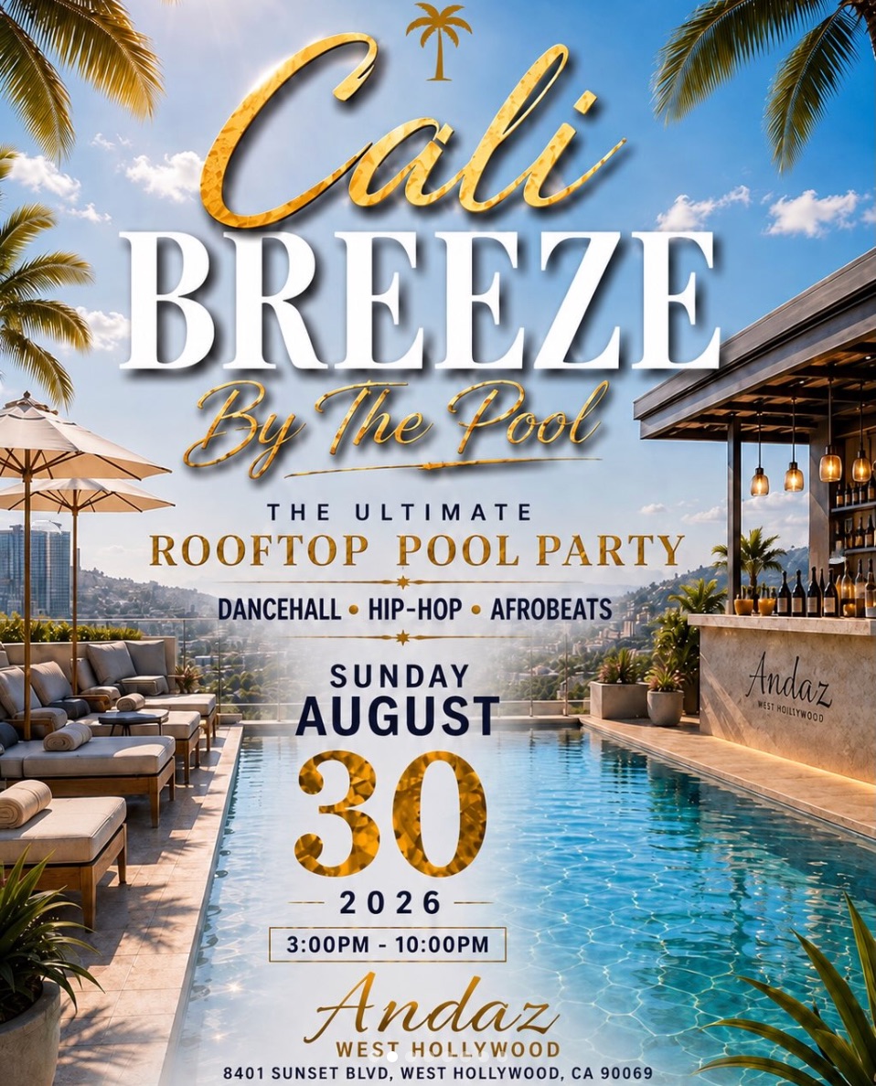 An image of the flyer for CAliBREEZE Rooftop Pool Party at the Andaz
