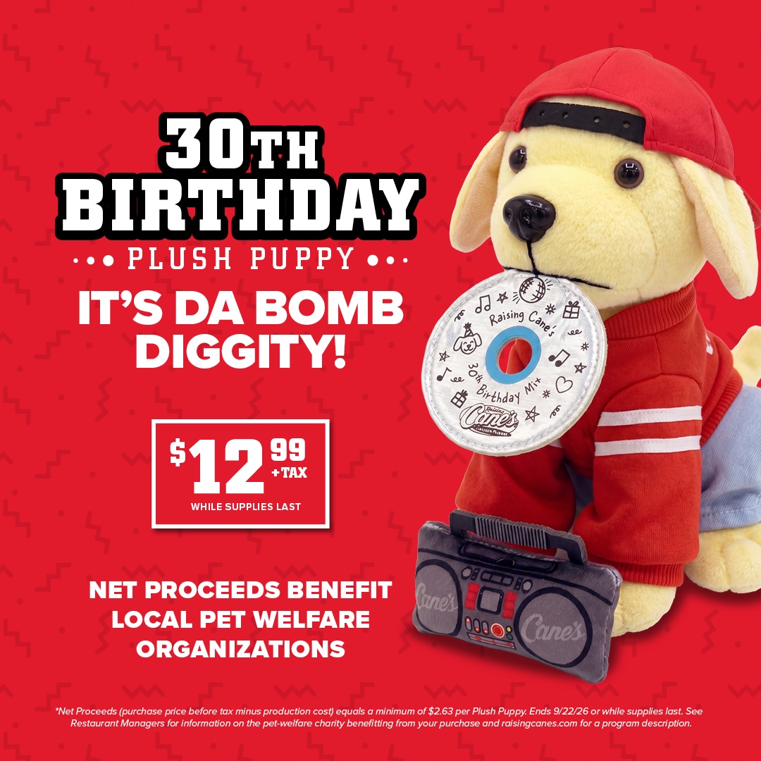 An image of the flyer for Raising Cane's 30th anniversary.