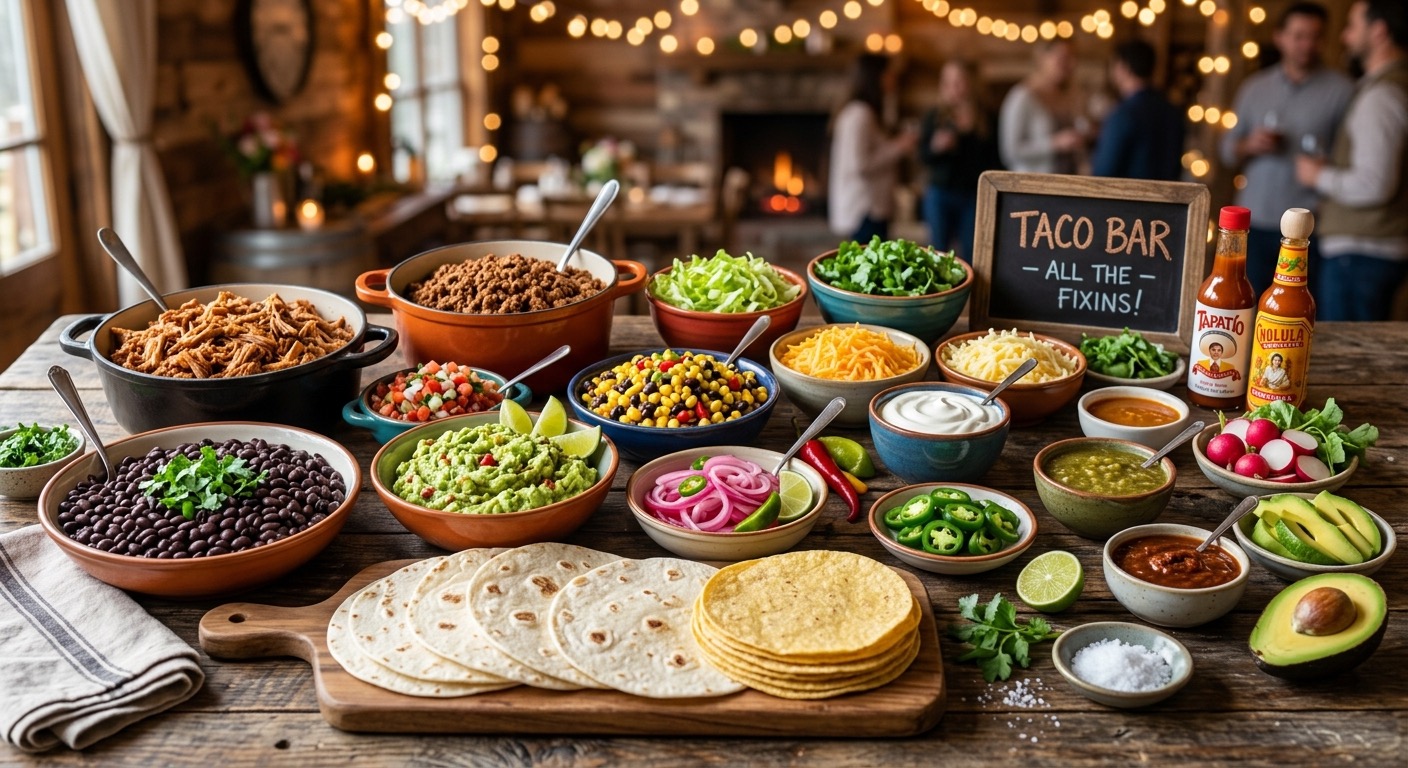 An image of a taco station at an event.