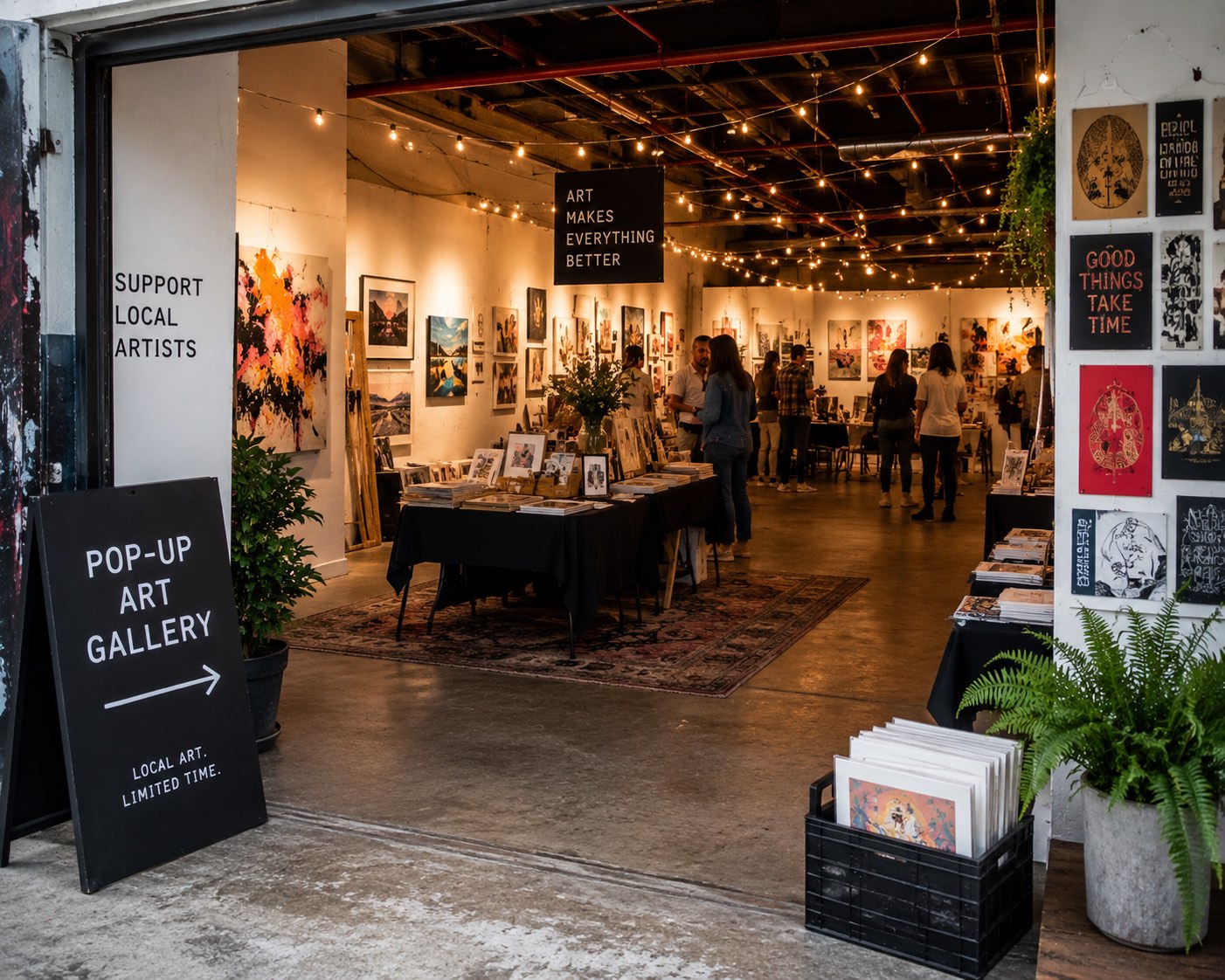 An image of a pop-up art gallery.