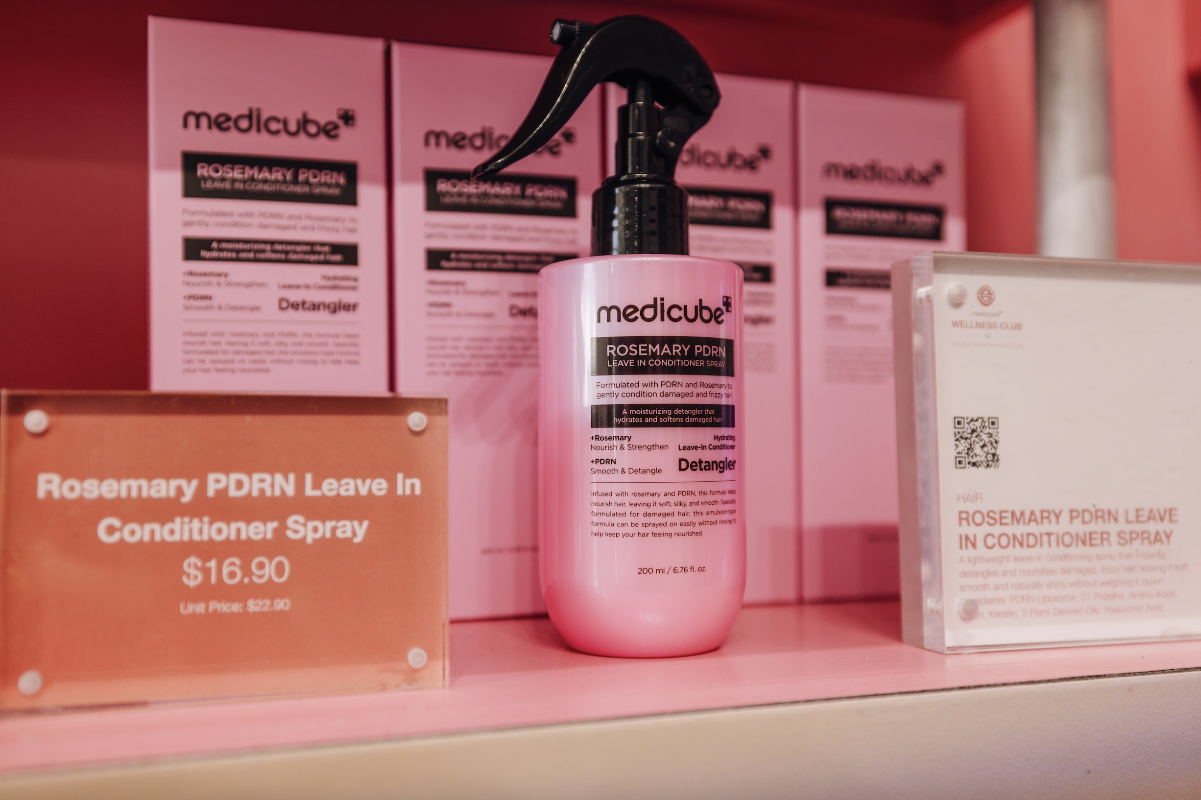 An image of the Rosemary PDRN haircare line, including hair oil and leave-in spray. 