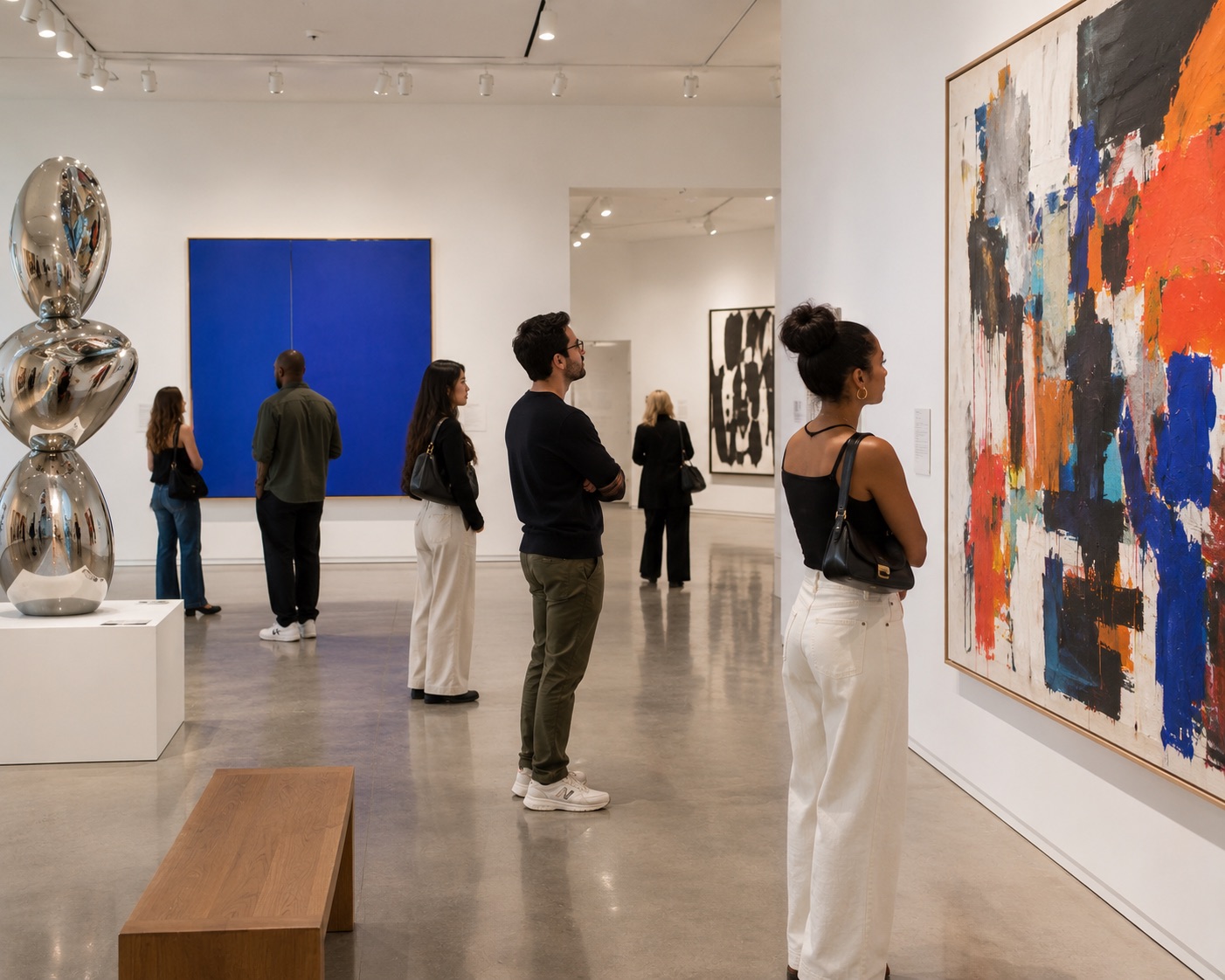 An image of people at an art gallery.