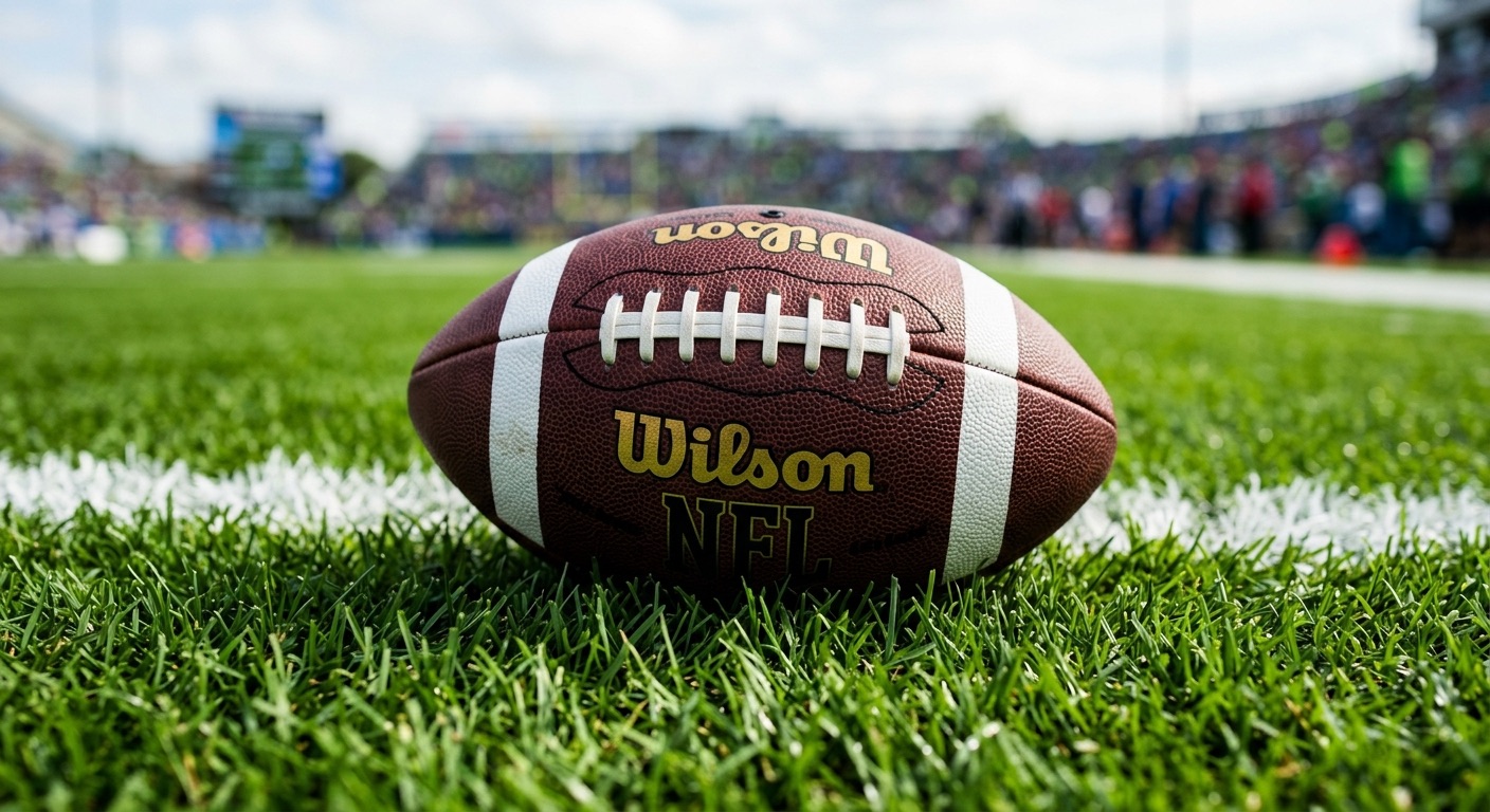 An image of a football on a football field.