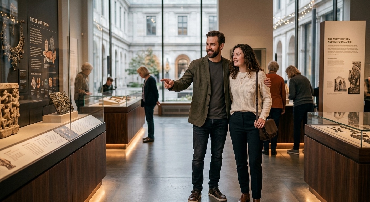 An image of a couple exploring a museum.