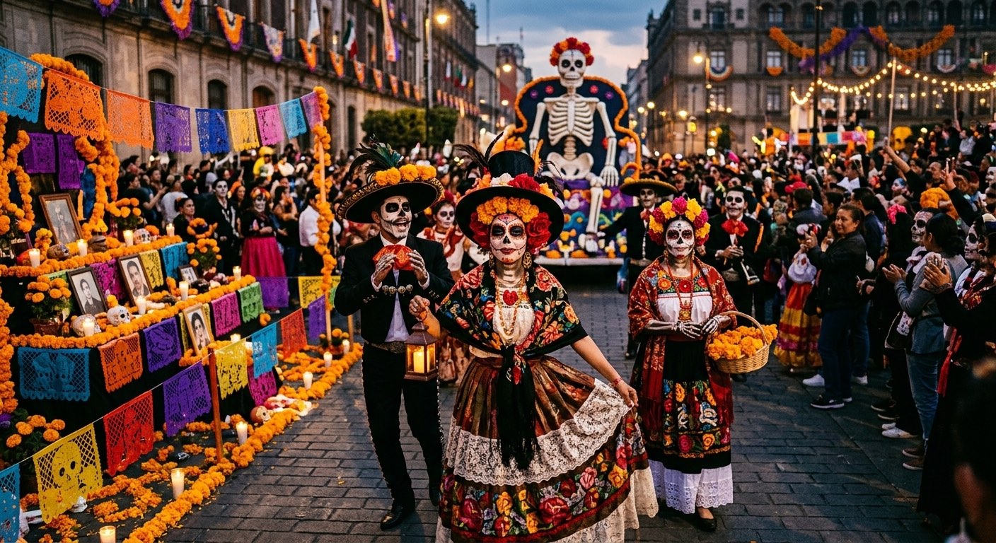 An image of a Día de los Muertos celebration
