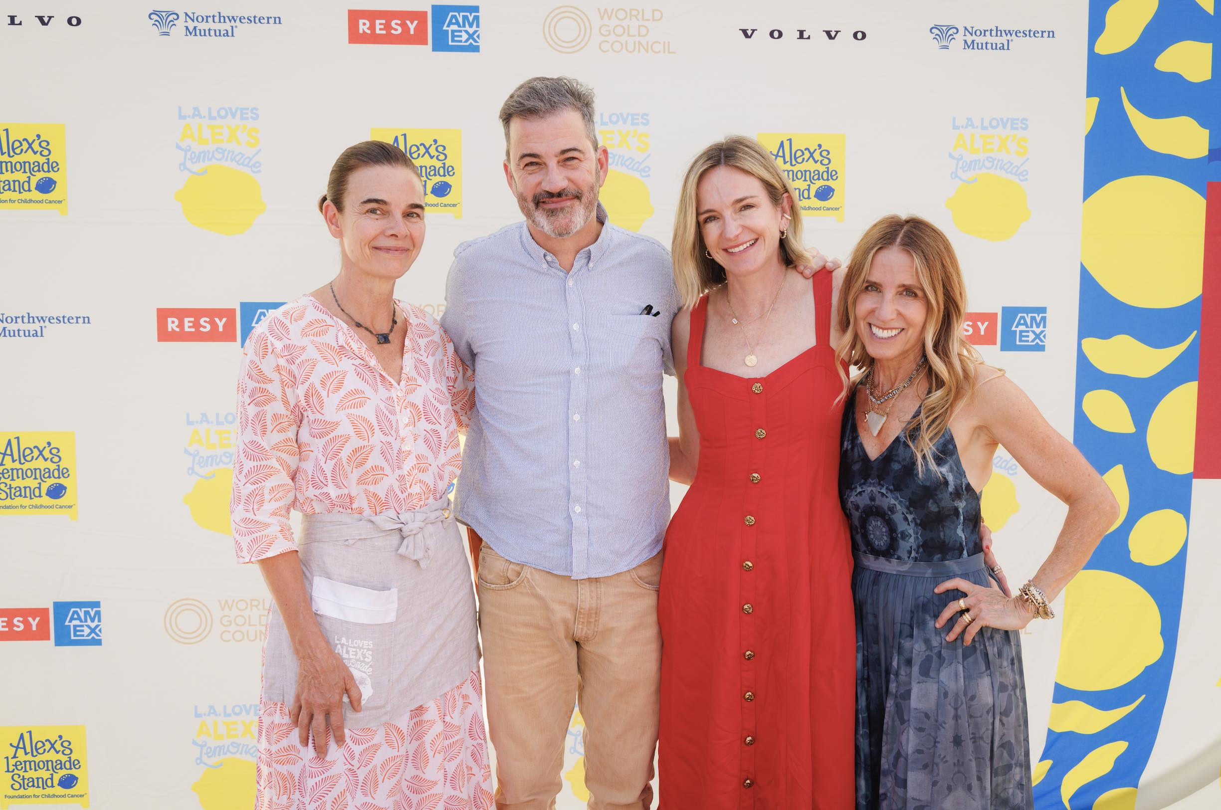 An image of (L-R) Suzanne Goin, Jimmy Kimmel, Molly McNearney, and Caroline Styne attend L.A. Loves Alex’s Lemonade's 14th year. 