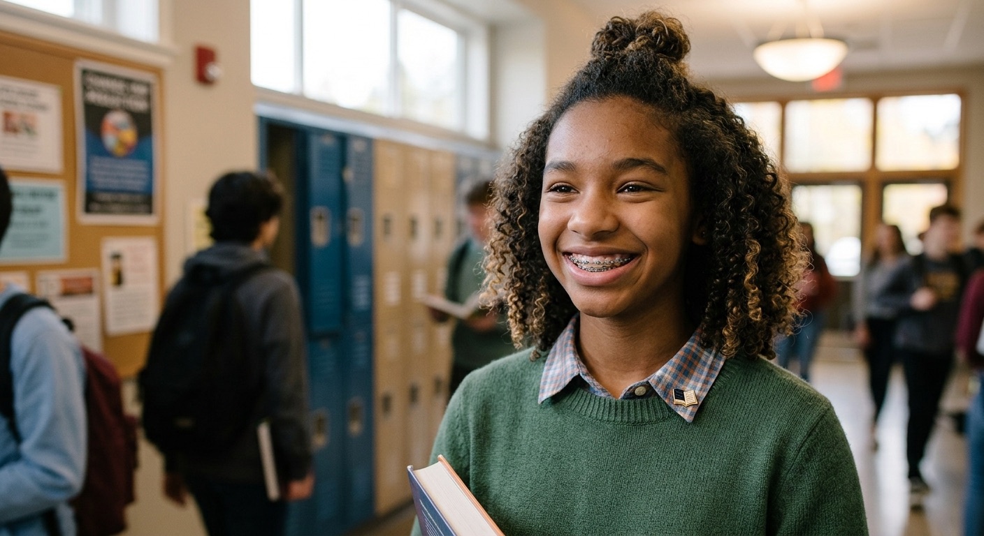 An image of a teen girl with braces.