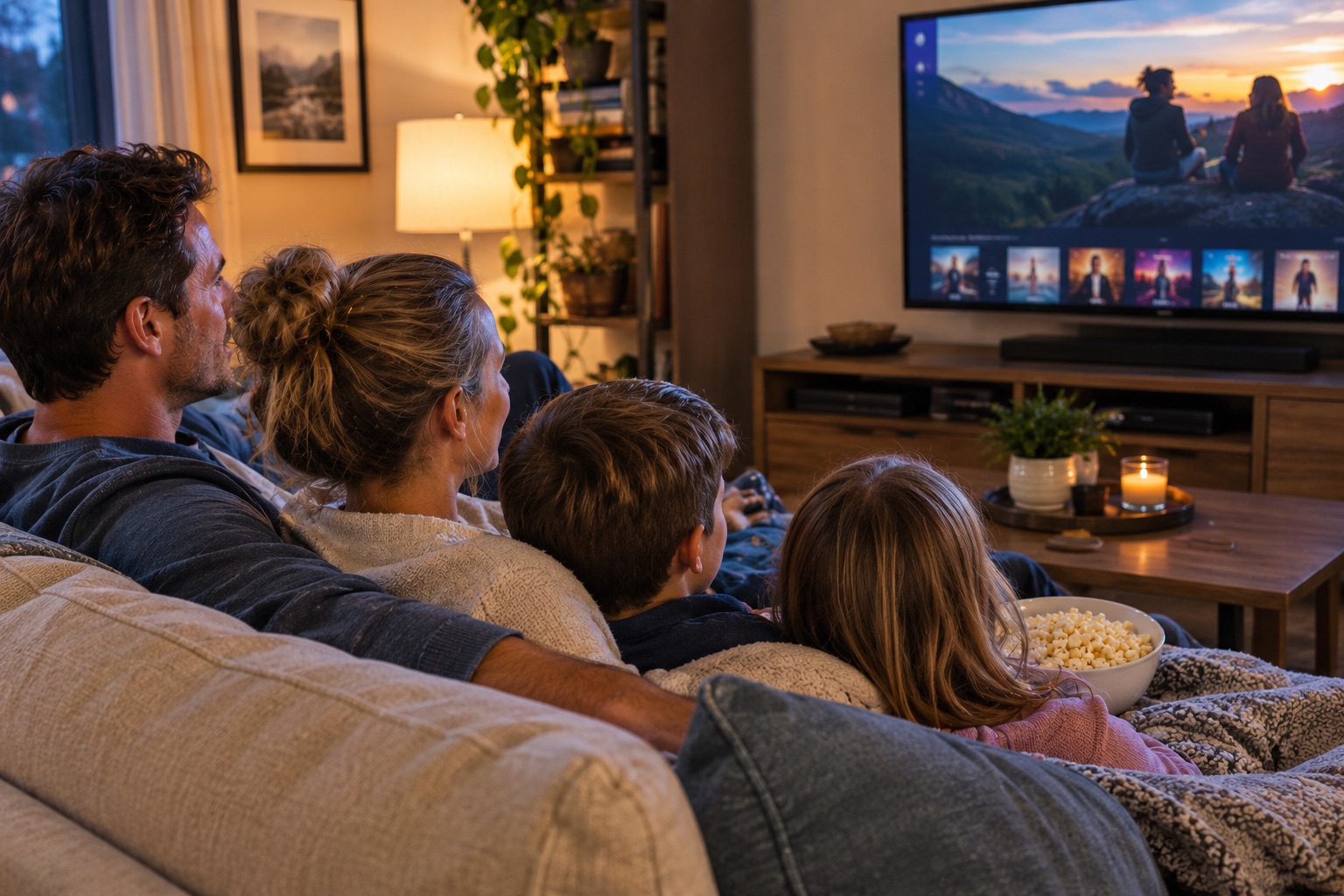 An image of a family watching TV