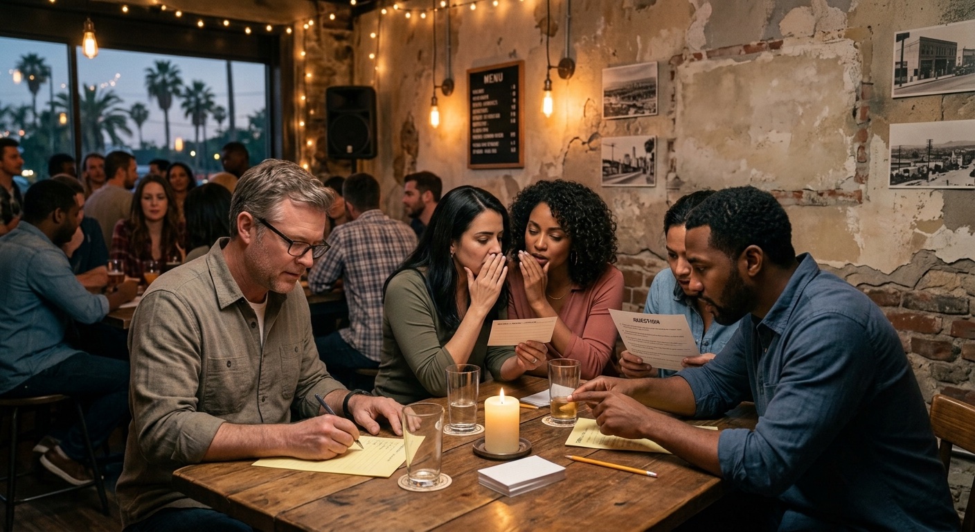 An image of a trivia team at a trivia night.