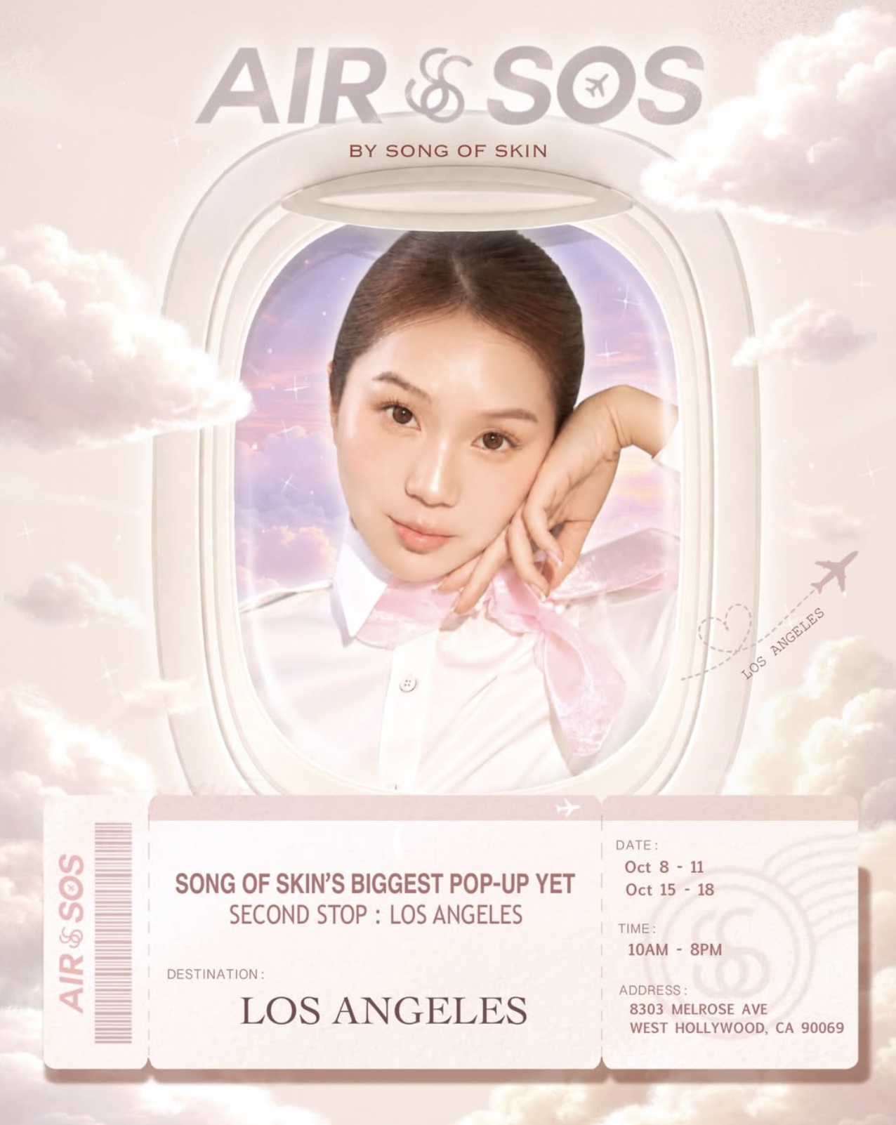 A flyer for the Song of Skin's airline-themed pop-up, SOS AIR.