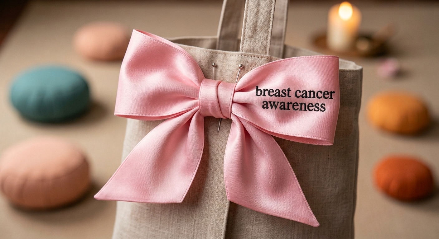An image of a pink bow for breast cancer awareness
