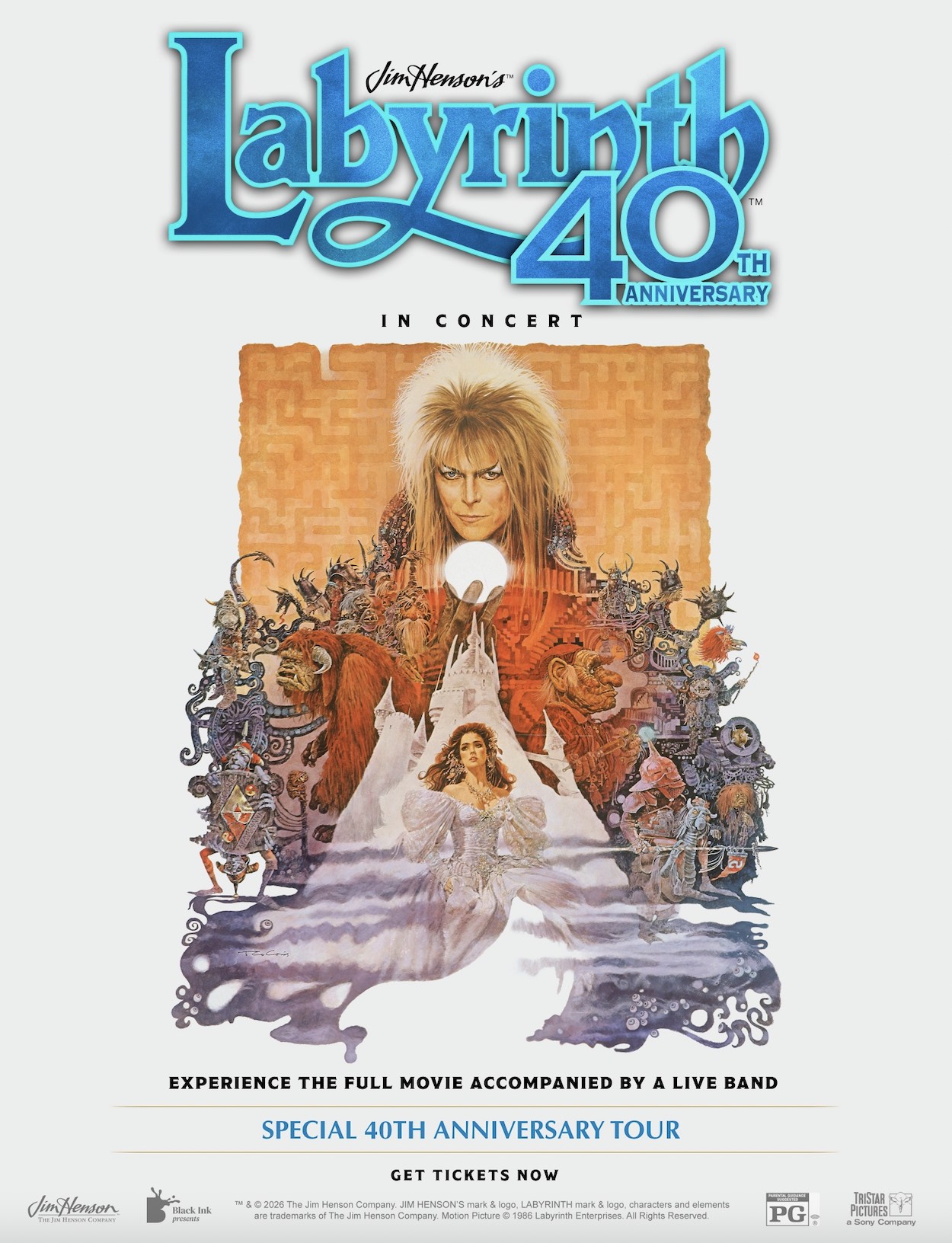 An image of the flyer for Jim Henson’s Labyrinth: In Concert at The United Theater on Broadway