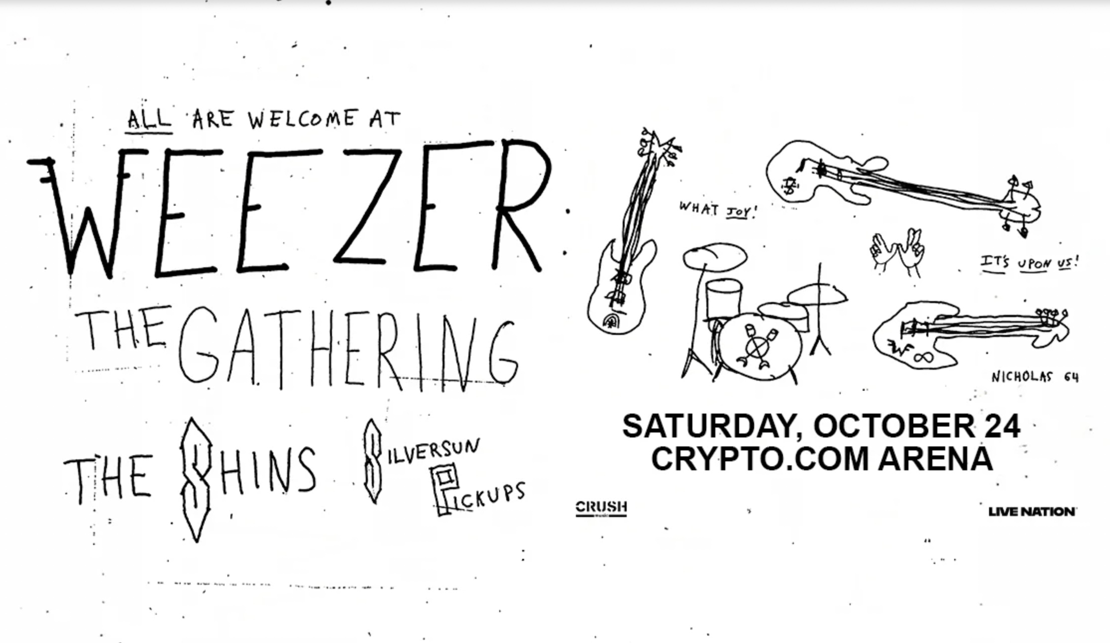 An image of the flyer for Weezer Live at Crypto.com Arena